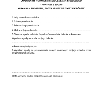 GMINNY KONKURS PLASTYCZNY: "NADWORNY PORTRECISTA BOLESŁAWA CHROBREGO - PORTRET Z EPOKI"